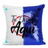 Almohada con lentejuelas color azul