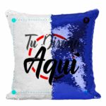 Almohada con lentejuelas color azul