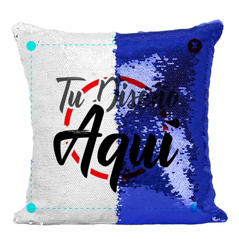 Almohada con lentejuelas color azul